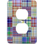 Blue Madras Plaid Print Electric Outlet Plate