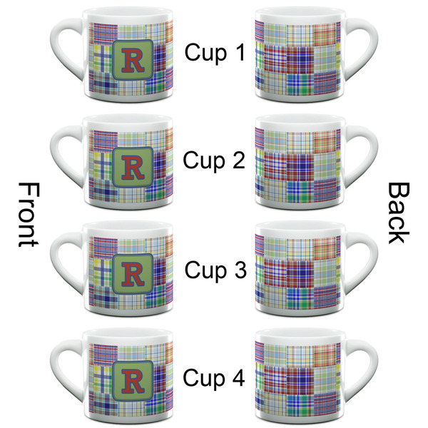 Blue Madras Plaid Print Espresso Cup - 6oz (Double Shot Set of 4) APPROVAL