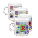 Blue Madras Plaid Print Single Shot Espresso Cups - Set of 4 (Personalized)