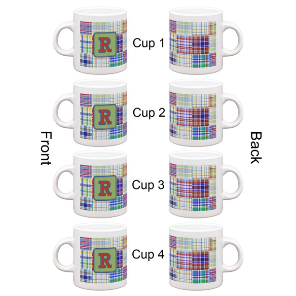Blue Madras Plaid Print Espresso Cup Set of 4 - Apvl