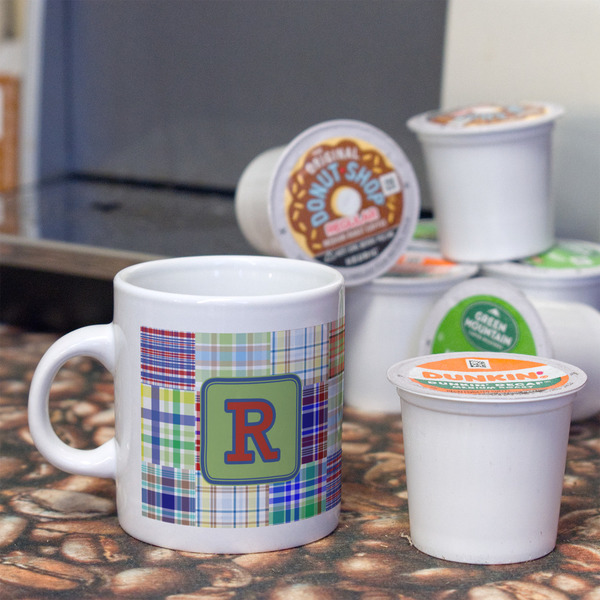 Blue Madras Plaid Print Espresso Cup - Single Lifestyle