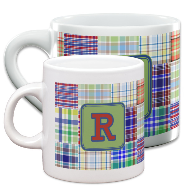 Blue Madras Plaid Print Espresso Mugs - Main Parent