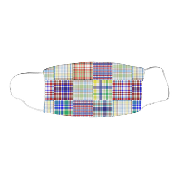 Blue Madras Plaid Print Fabric Face Mask