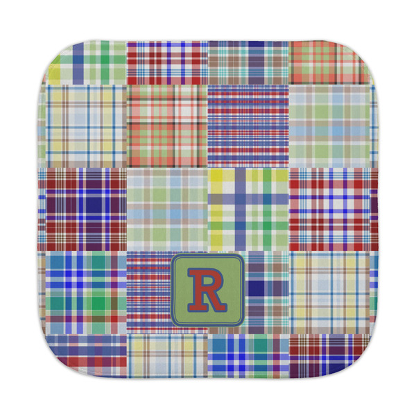 Custom Blue Madras Plaid Print Face Towel (Personalized)
