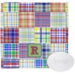 Blue Madras Plaid Print Washcloth (Personalized)