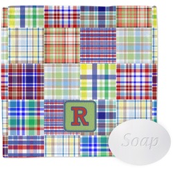 Blue Madras Plaid Print Washcloth (Personalized)