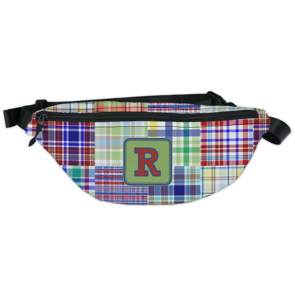 Custom Blue Madras Plaid Print Fanny Pack - Classic Style (Personalized)