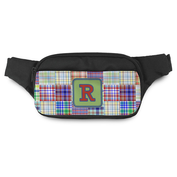 Custom Blue Madras Plaid Print Fanny Pack - Modern Style (Personalized)