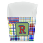 Blue Madras Plaid Print French Fry Favor Boxes (Personalized)