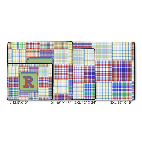 Blue Madras Plaid Print Gaming Mats - SIZE CHART