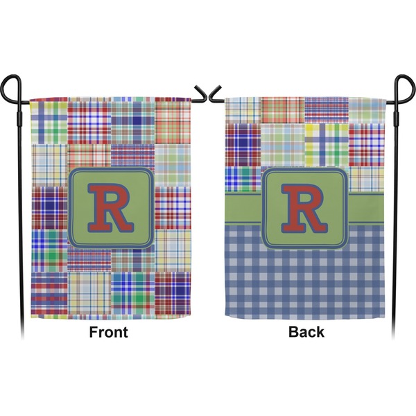 Blue Madras Plaid Print Garden Flag - Double Sided Front and Back