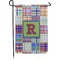 Blue Madras Plaid Print Small Garden Flag - Double Sided w/ Initial