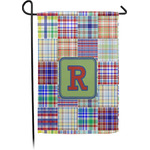Blue Madras Plaid Print Garden Flag (Personalized)