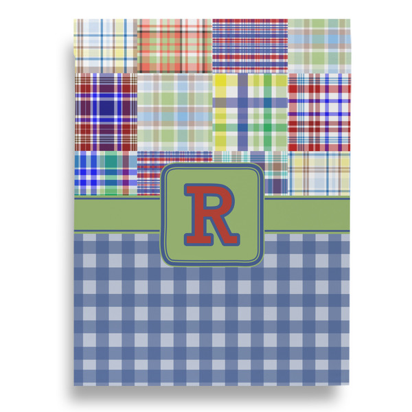 Blue Madras Plaid Print Garden Flags - Large - Double Sided - BACK