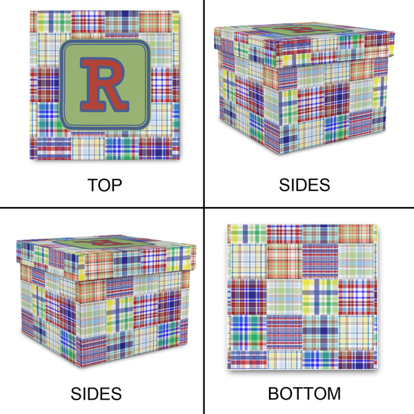 Blue Madras Plaid Print Gift Boxes with Lid - Canvas Wrapped - Medium - Approval