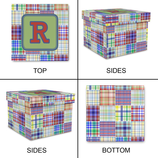 Blue Madras Plaid Print Gift Boxes with Lid - Canvas Wrapped - Small - Approval