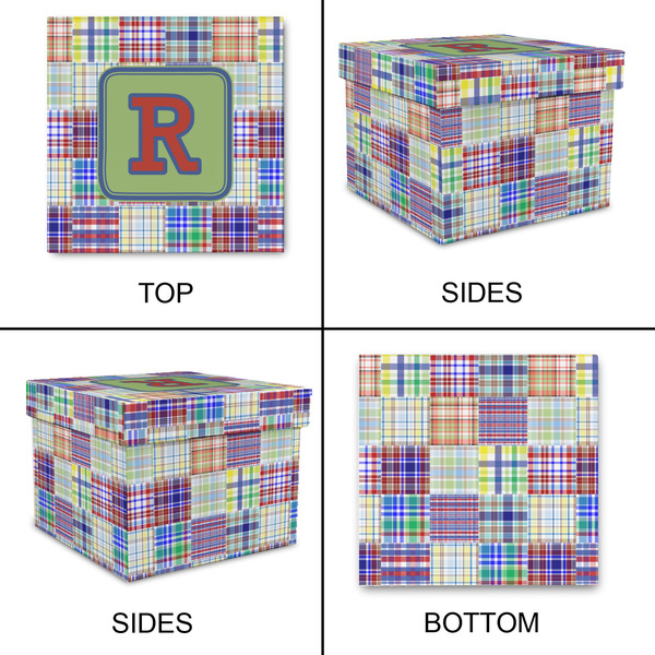 Blue Madras Plaid Print Gift Boxes with Lid - Canvas Wrapped - X-Large - Approval