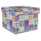 Blue Madras Plaid Print Gift Box with Lid - Canvas Wrapped - X-Large (Personalized)