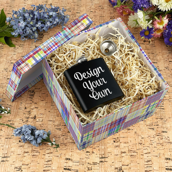 Blue Madras Plaid Print Gift Boxes with Lid - Canvas Wrapped - X-Large - In Context