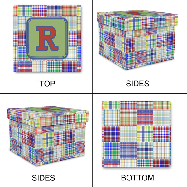 Blue Madras Plaid Print Gift Boxes with Lid - Canvas Wrapped - XX-Large - Approval