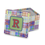 Blue Madras Plaid Print Gift Box with Lid - Canvas Wrapped (Personalized)