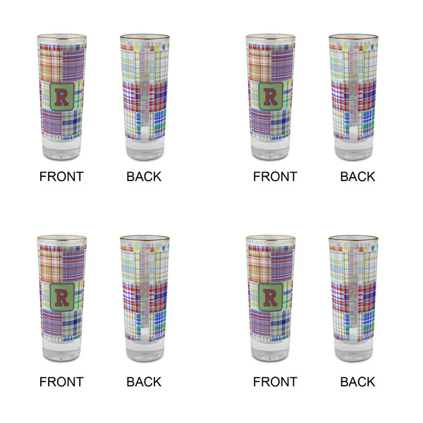 Blue Madras Plaid Print Glass Shot Glass - 2 oz - Set of 4 - APPROVAL