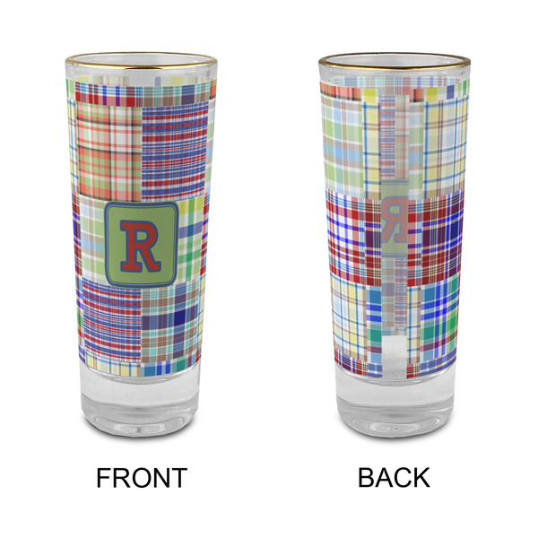 Blue Madras Plaid Print Glass Shot Glass - 2 oz - Single - APPROVAL