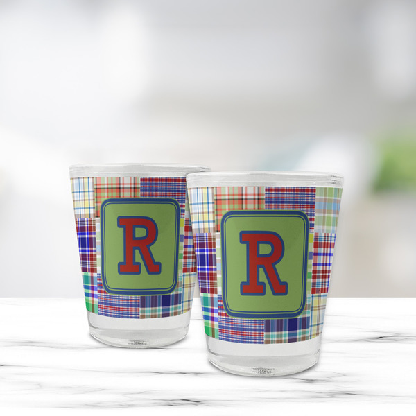Blue Madras Plaid Print Glass Shot Glass - Standard - LIFESTYLE