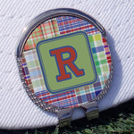 Blue Madras Plaid Print Golf Ball Marker - Hat Clip