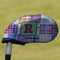 Blue Madras Plaid Print Golf Club Iron Cover (Personalized)