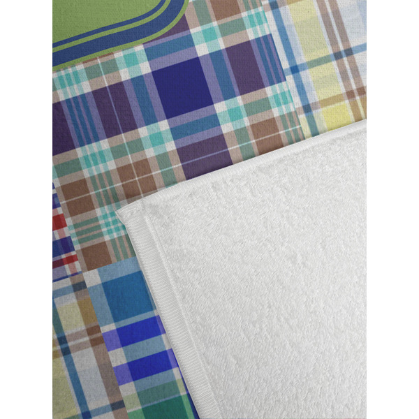 Blue Madras Plaid Print Golf Towel - Detail