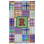 Blue Madras Plaid Print Golf Towel - Poly-Cotton Blend w/ Initial
