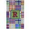 Blue Madras Plaid Print Golf Towel - Poly-Cotton Blend - Small w/ Initial