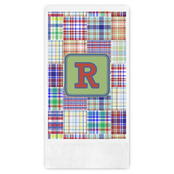 Blue Madras Plaid Print Guest Napkins - Full Color - Embossed Edge (Personalized)
