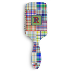 Blue Madras Plaid Print Hair Brushes (Personalized)