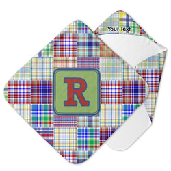 Blue Madras Plaid Print Hooded Baby Towel (Personalized)