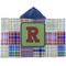 Blue Madras Plaid Print Kids Hooded Towel (Personalized)