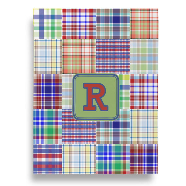 Blue Madras Plaid Print House Flags - Double Sided - FRONT