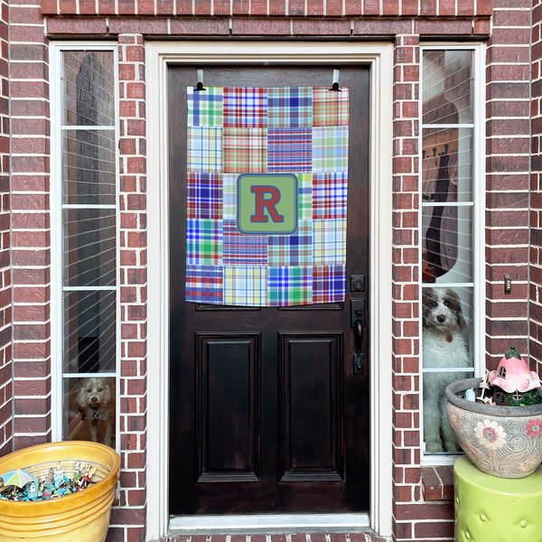 Blue Madras Plaid Print House Flags - Double Sided - (Over the door) LIFESTYLE