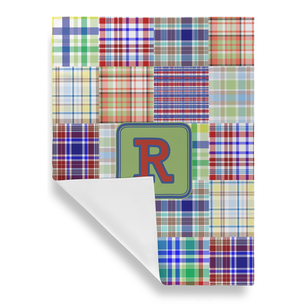 Blue Madras Plaid Print House Flags - Single Sided - FRONT FOLDED
