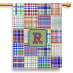 Blue Madras Plaid Print 28" House Flag (Personalized)