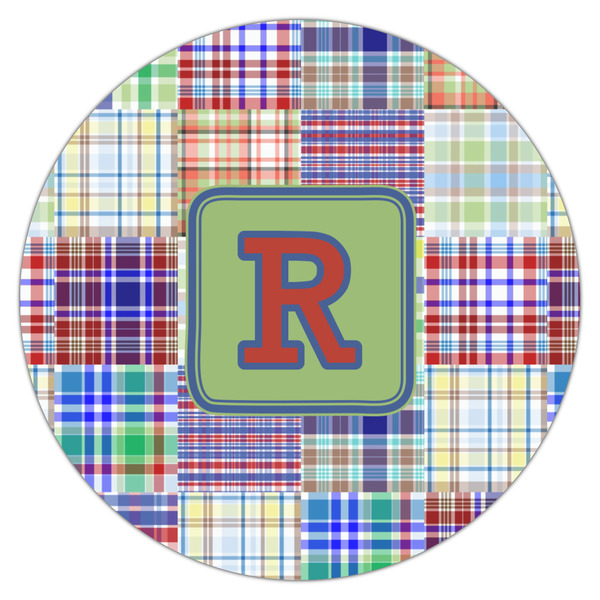 Blue Madras Plaid Print Icing Circle - Large - Single