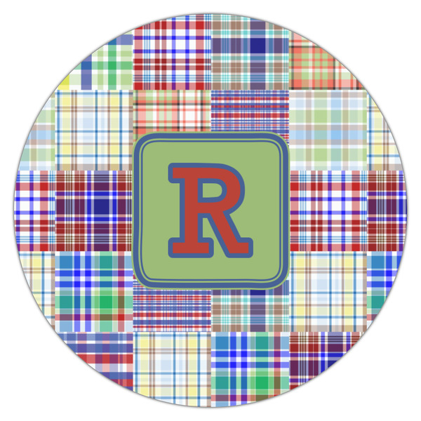 Blue Madras Plaid Print Icing Circle - Medium - Single