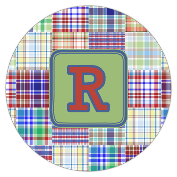 Blue Madras Plaid Print Icing Circle - Small - Single