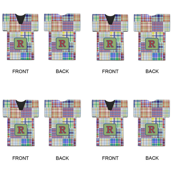 Blue Madras Plaid Print Jersey Bottle Cooler - Set of 4 - APPROVAL