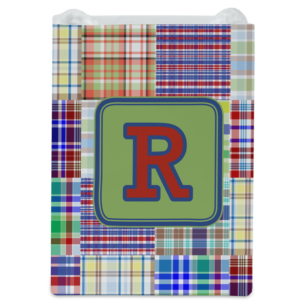 Blue Madras Plaid Print Jewelry Gift Bag - Gloss - Front