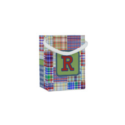 Blue Madras Plaid Print Jewelry Gift Bags - Gloss (Personalized)