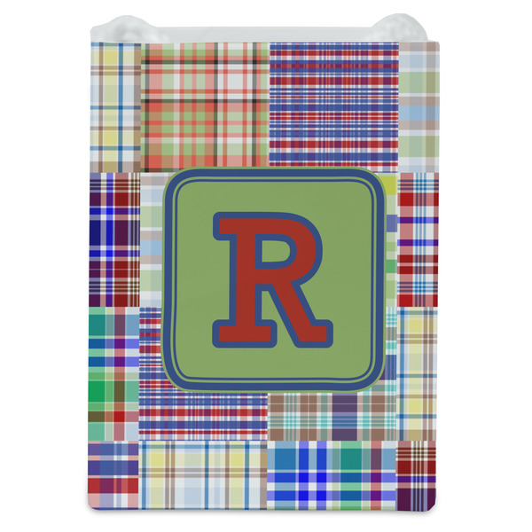 Blue Madras Plaid Print Jewelry Gift Bag - Matte - Front