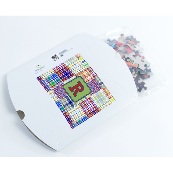 Blue Madras Plaid Print Jigsaw Puzzle 110 Piece - Box