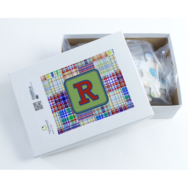 Blue Madras Plaid Print Jigsaw Puzzle 30 Piece - Box